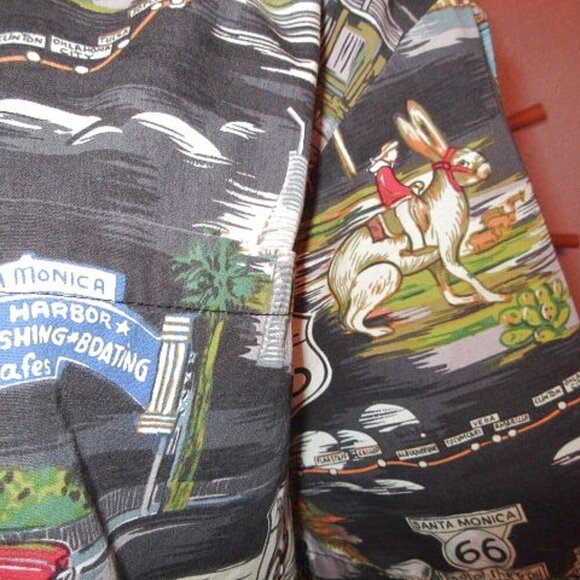 Vtg Pacific Legend Men's Hawaiian Shirt Size L Button Up Route 66 Dinosaur USA - Picture 4 of 12